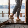 OZABI Pantoufles Femme Hiver Style Scandinave, Col Fausse Fourrure, Semelle Caoutchouc Rigide Crantée Intérieur et Extérieur