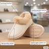 OZABI Pantoufles Femme Hiver Style Scandinave, Col Fausse Fourrure, Semelle Caoutchouc Rigide Crantée Intérieur et Extérieur