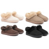 OZABI Pantoufles Femme Hiver Style Scandinave, Col Fausse Fourrure, Semelle Caoutchouc Rigide Crantée Intérieur et Extérieur