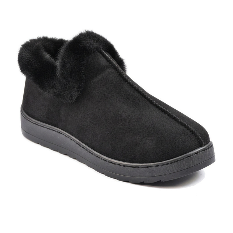 OZABI Pantoufles Femme Hiver Style Scandinave, Chausson Fermé Montant Cheville, Col Fausse Fourrure, Semelle Crantée Intérieur E