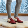 OZABI Pantoufles Charentaises Femme Hiver, Broderie Flocon, Tige Feutrine, Col Fourrure Synthétique, Semelle Amovible