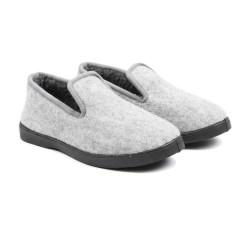 OZABI Pantoufles Charentaises Femme Hiver, Tige Feutrine Unie Chinée, Intérieur Fourré Bouclé, Semelle Amovible