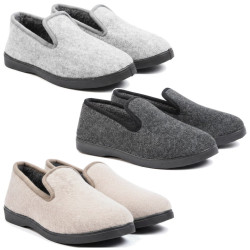 OZABI Pantoufles Charentaises Femme Hiver, Tige Feutrine Unie Chinée, Intérieur Fourré Bouclé, Semelle Amovible