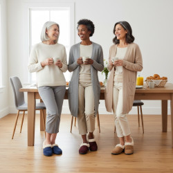 OZABI Pantoufles Charentaises Femme Hiver, Tige Feutrine Unie, Col Fausse Fourrure, Intérieur Fourré, Semelle Caoutchouc Antidér