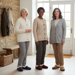 OZABI Pantoufles Charentaises Femme Hiver, Tige Feutrine Unie, Col Fausse Fourrure, Intérieur Fourré, Semelle Caoutchouc Antidér