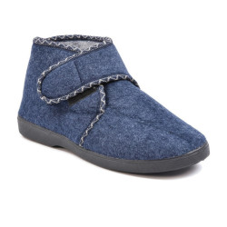 OZABI Pantoufles Charentaises Femme Hiver, Tige Haute Cheville, Feutrine Chinée, Fermeture Auto-Agrippante, Intérieur Fourré