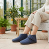 OZABI Pantoufles Charentaises Femme Hiver, Tige Haute Cheville, Feutrine Chinée, Fermeture Auto-Agrippante, Intérieur Fourré