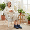 OZABI Pantoufles Charentaises Femme Hiver, Tige Haute Cheville, Feutrine Chinée, Fermeture Auto-Agrippante, Intérieur Fourré