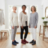 OZABI Pantoufles Charentaises Femme Hiver, Tige Haute Cheville, Feutrine Chinée, Fermeture Auto-Agrippante, Intérieur Fourré