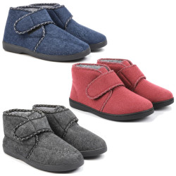 OZABI Pantoufles Charentaises Femme Hiver, Tige Haute Cheville, Feutrine Chinée, Fermeture Auto-Agrippante, Intérieur Fourré