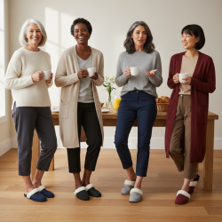 OZABI Pantoufles Mules Femme Hiver, Tige Feutrine Unie Chinée, Encolure Fausse Fourrure Blanche, Intérieur Feutrine, Semelle Cao