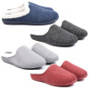 OZABI Pantoufles Mules Femme Hiver, Tige Feutrine Unie Chinée, Encolure Fausse Fourrure Blanche, Intérieur Feutrine, Semelle Cao
