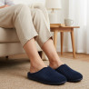 OZABI Pantoufles Mules Femme Unies, Tige Velours Côtelé Synthétique, Passepoil Fourrure Synthétique, Semelle Caoutchouc