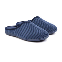 OZABI Pantoufles Mules Femme Unies, Tige Velours Côtelé Synthétique, Passepoil Fourrure Synthétique, Semelle Caoutchouc