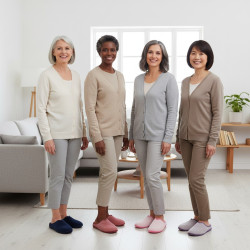OZABI Pantoufles Mules Femme Unies, Tige Velours Côtelé Synthétique, Passepoil Fourrure Synthétique, Semelle Caoutchouc