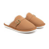 OZABI Pantoufles Mules Femme Unies, Tige Synthétique Aspect Daim, Broderie Scandinave, Doublure Fourrure Synthétique
