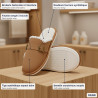 OZABI Pantoufles Mules Femme Unies, Tige Synthétique Aspect Daim, Broderie Scandinave, Doublure Fourrure Synthétique