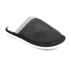 OZABI Pantoufles Mules Femme Unies, Tige Suédine Synthétique, Bordure Tressée Scandinave, Semelle Caoutchouc