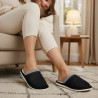 OZABI Pantoufles Mules Femme Unies, Tige Suédine Synthétique, Bordure Tressée Scandinave, Semelle Caoutchouc