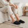 OZABI Pantoufles Mules Femme Unies, Tige Suédine Synthétique, Bordure Tressée Scandinave, Semelle Caoutchouc