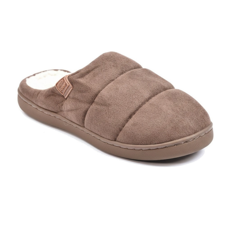 OZABI Pantoufles Mules Femme Unies, Suédine Synthétique Matelassée Effet Doudoune, Doublure Fourrure Synthétique