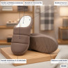OZABI Pantoufles Mules Femme Unies, Suédine Synthétique Matelassée Effet Doudoune, Doublure Fourrure Synthétique