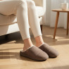 OZABI Pantoufles Mules Femme Unies, Suédine Synthétique Matelassée Effet Doudoune, Doublure Fourrure Synthétique