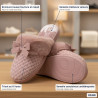 OZABI Pantoufles Mules Femme, Tige Tricot Fil Lurex Pailleté, Encolure Fausse Fourrure et Nœud, Intérieur Éponge