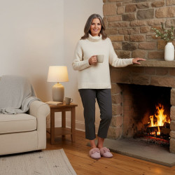 OZABI Pantoufles Mules Femme, Tige Tricot Fil Lurex Pailleté, Encolure Fausse Fourrure et Nœud, Intérieur Éponge
