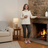 OZABI Pantoufles Mules Femme, Tige Tricot Fil Lurex Pailleté, Encolure Fausse Fourrure et Nœud, Intérieur Éponge