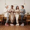 OZABI Pantoufles Mules Femme, Tige Tricot Fil Lurex Pailleté, Encolure Fausse Fourrure et Nœud, Intérieur Éponge