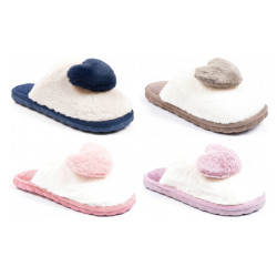 OZABI Pantoufles Ouvertes Femme, Tige Fourrure Synthétique Douce, Cœur en Fourrure Effet 3D, Intérieur Éponge, Semelle Caoutchou