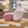 OZABI Pantoufles Ouvertes Femme Hiver, Fourrure Synthétique, Ours Brodé Bears, Intérieur Fourré, Semelle Caoutchouc Antidérapant