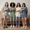 OZABI Pantoufles Ouvertes Femme Hiver, Fourrure Synthétique, Ours Brodé Bears, Intérieur Fourré, Semelle Caoutchouc Antidérapant