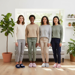 OZABI Pantoufles Ouvertes Femme, Tige Fourrure Synthétique, Renne Brodé, Intérieur Toucher Éponge, Semelle Fine Caoutchouc