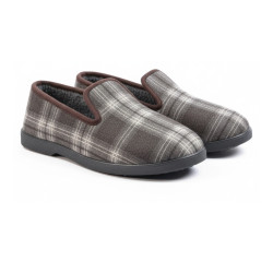 OZABI Pantoufles Charentaises Homme Fourrées, Tige Textile à Carreaux, Semelle Intérieure Amovible, Semelle Caoutchouc Antidérap