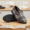OZABI Pantoufles Charentaises Homme Fourrées, Tige Textile à Carreaux, Semelle Intérieure Amovible, Semelle Caoutchouc Antidérap
