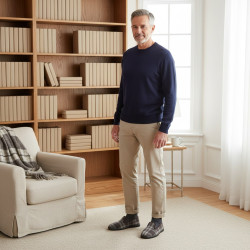OZABI Pantoufles Charentaises Homme Fourrées, Tige Textile à Carreaux, Semelle Intérieure Amovible, Semelle Caoutchouc Antidérap