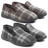 OZABI Pantoufles Charentaises Homme Fourrées, Tige Textile à Carreaux, Semelle Intérieure Amovible, Semelle Caoutchouc Antidérap