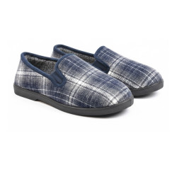 OZABI Pantoufles Charentaises Homme Fourrées, Tissage Géométrique Carreaux et Chevrons, Semelle Amovible, Semelle Caoutchouc