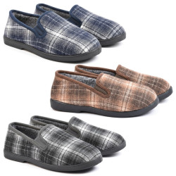 OZABI Pantoufles Charentaises Homme Fourrées, Tissage Géométrique Carreaux et Chevrons, Semelle Amovible, Semelle Caoutchouc