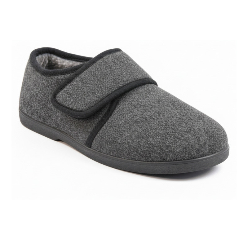 OZABI Pantoufles Charentaises Homme Fourrées, Fermeture Auto-Agrippante, Tige Textile Unie ou à Carreaux, Semelle Caoutchouc
