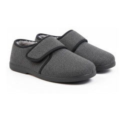 OZABI Pantoufles Charentaises Homme Fourrées, Fermeture Auto-Agrippante, Tige Textile Unie ou à Carreaux, Semelle Caoutchouc