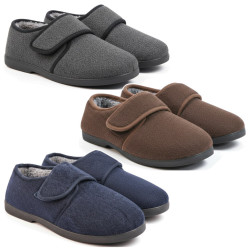 OZABI Pantoufles Charentaises Homme Fourrées, Fermeture Auto-Agrippante, Tige Textile Unie ou à Carreaux, Semelle Caoutchouc