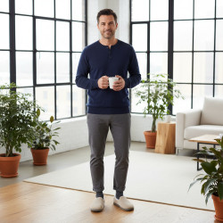 OZABI Pantoufles Chaussons Homme Fourrés, Tige Textile Côtelée ou Effet Fourrure, Semelle Caoutchouc Antidérapante