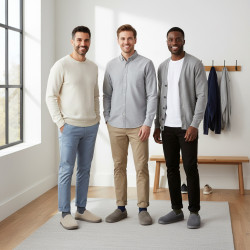 OZABI Pantoufles Chaussons Homme Fourrés, Tige Textile Côtelée ou Effet Fourrure, Semelle Caoutchouc Antidérapante