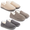 OZABI Pantoufles Chaussons Homme Fourrés, Tige Textile Côtelée ou Effet Fourrure, Semelle Caoutchouc Antidérapante