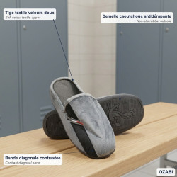 OZABI Pantoufles Ouvertes Homme Antidérapantes, Style Sport Fantaisie, Intérieur Textile Doux, Semelle Caoutchouc