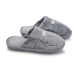 OZABI Pantoufles Ouvertes Homme Antidérapantes, Style Sport Brodé, Tige Fourrure Synthétique Matelassée, Semelle Caoutchouc Rigi