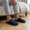 OZABI Pantoufles Ouvertes Homme Antidérapantes, Tige Côtelée Touché Velours, Broderie Cou-de-Pied, Intérieur Éponge, Semelle Cao
